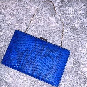 Blue Faux Reptile Print Blue Purse